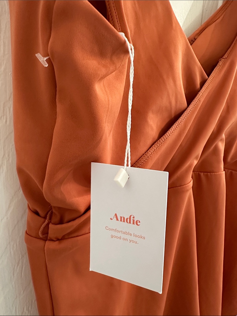 Andie V-Neck One-Piece Swimsuit in Rust - Picture 3 of 6